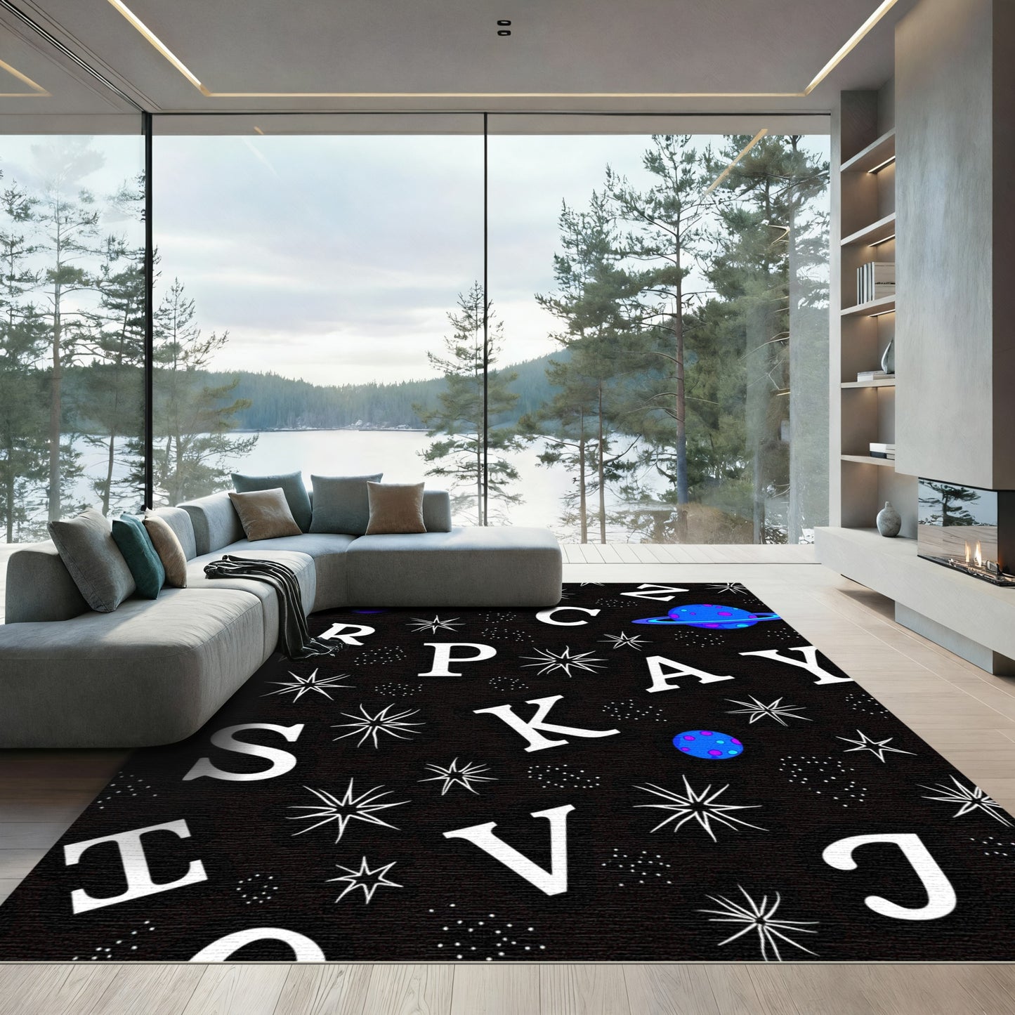 Cosmic Alphabet Planets Stars Rug