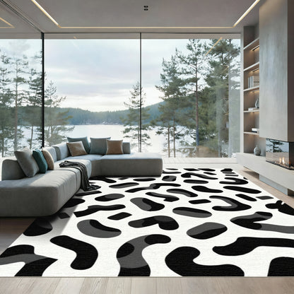 Black White Abstract Splatter Rug