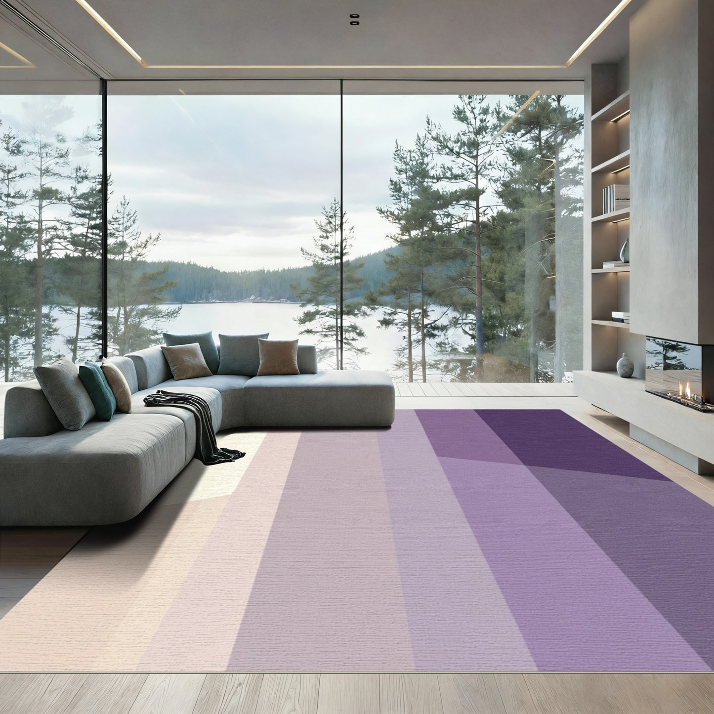 Lavender Graduated Stripes Area Rug
