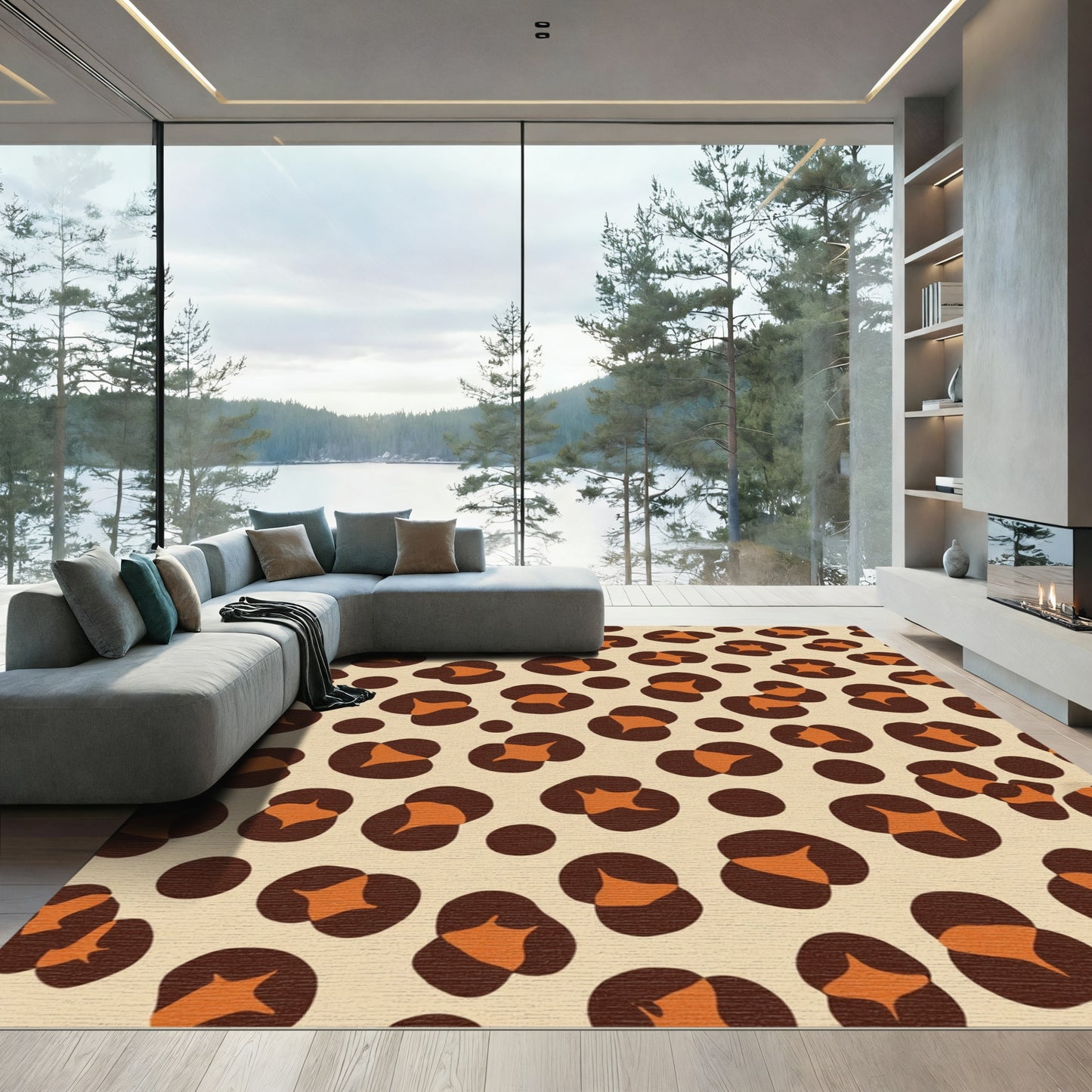 Bold Orange Leopard Spot Rug