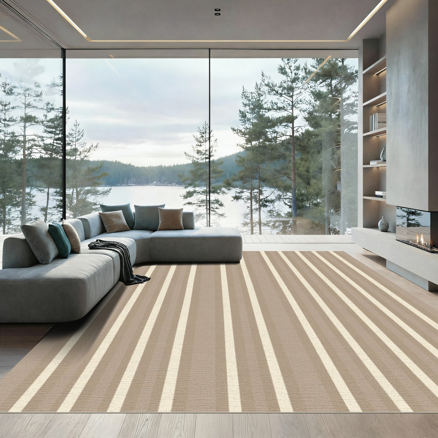 Earthy Neutral Stripes Rug
