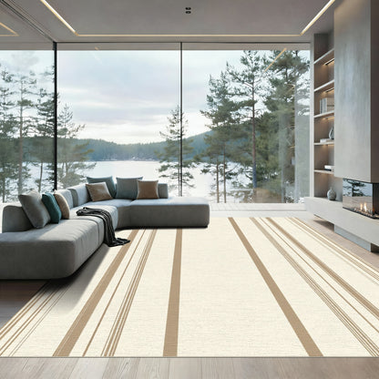 Earthy Beige Vertical Stripe Rug