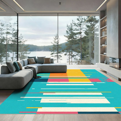 Modern Geometric Abstract Color Block Rug