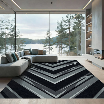 Monochromatic Grey Geometric Arrow Composition Rug