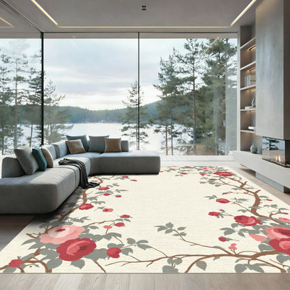 Crimson Rose Vine Garland Rug