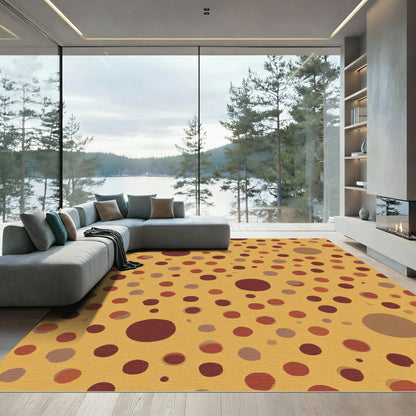 Golden Ochre Scattered Polka Dot Rug
