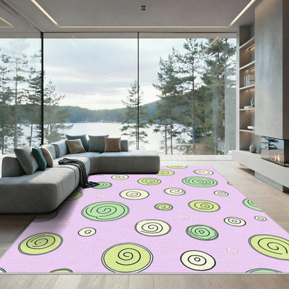 Pastel Circles Swirls Scattered Rug