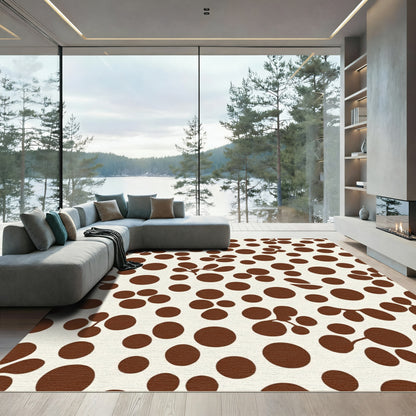 Brown Polka Dot Floral Clusters Rug