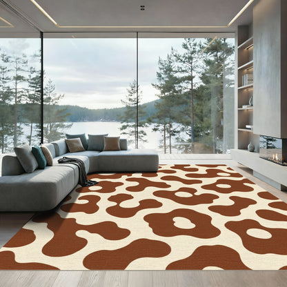 Brown Cream Abstract Spots Rug