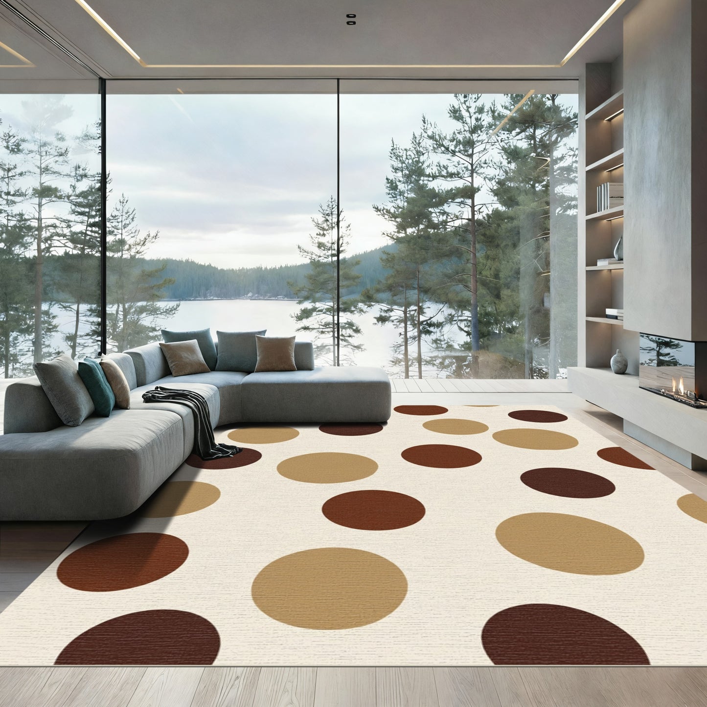 Earthy Brown Polka Dot Scatter Rug
