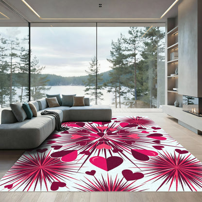 Crimson Hearts Explosion Graphic Rug