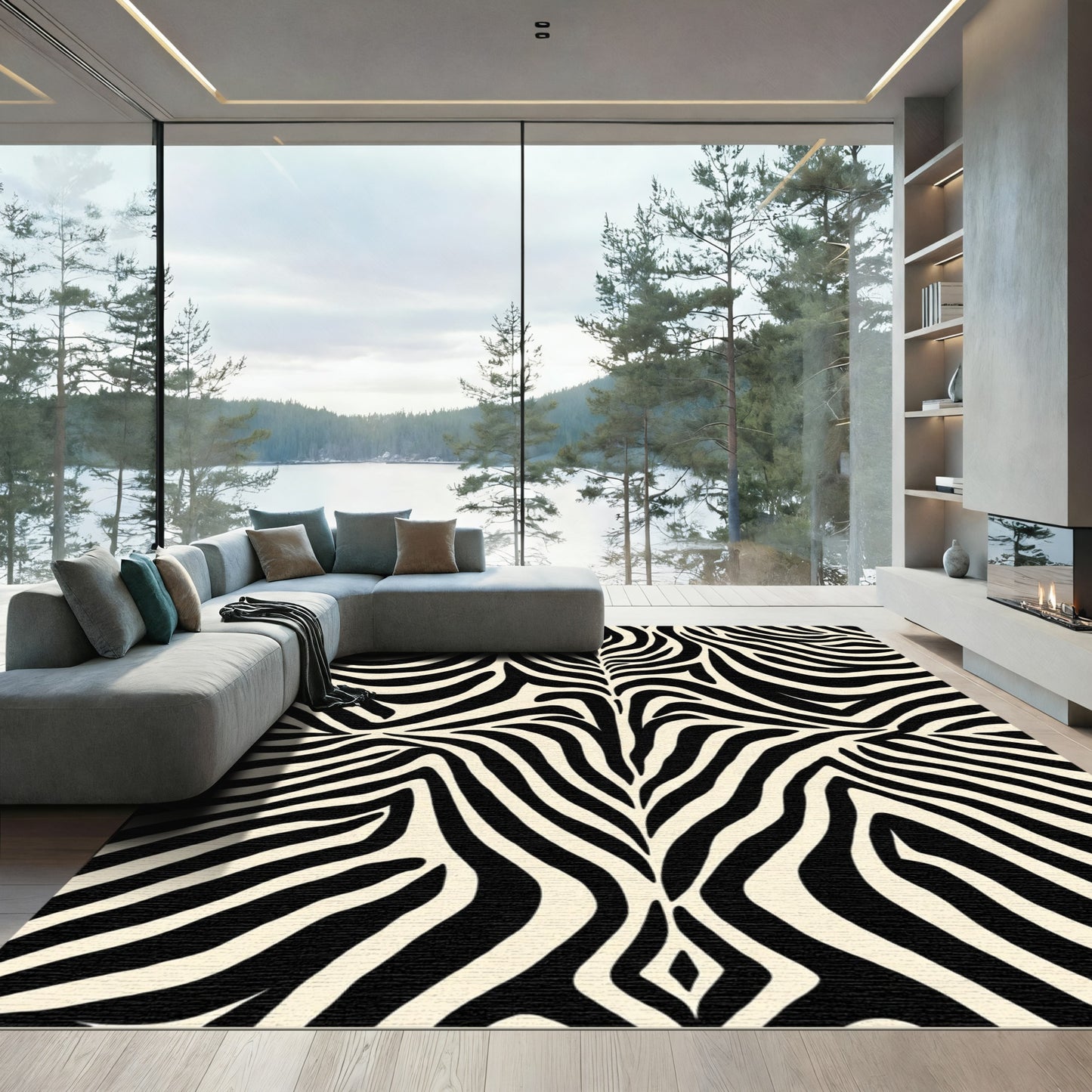 Bold Black Zebra Stripe Rug