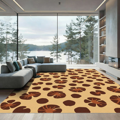 Caramel Brown Floral Abstract Rug