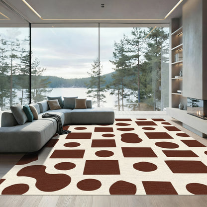 Brown Cream Abstract Organic Shapes Rug