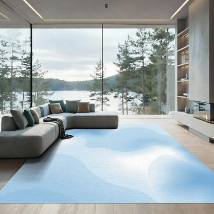 Soft Blue Cloud Gradient Abstract Rug