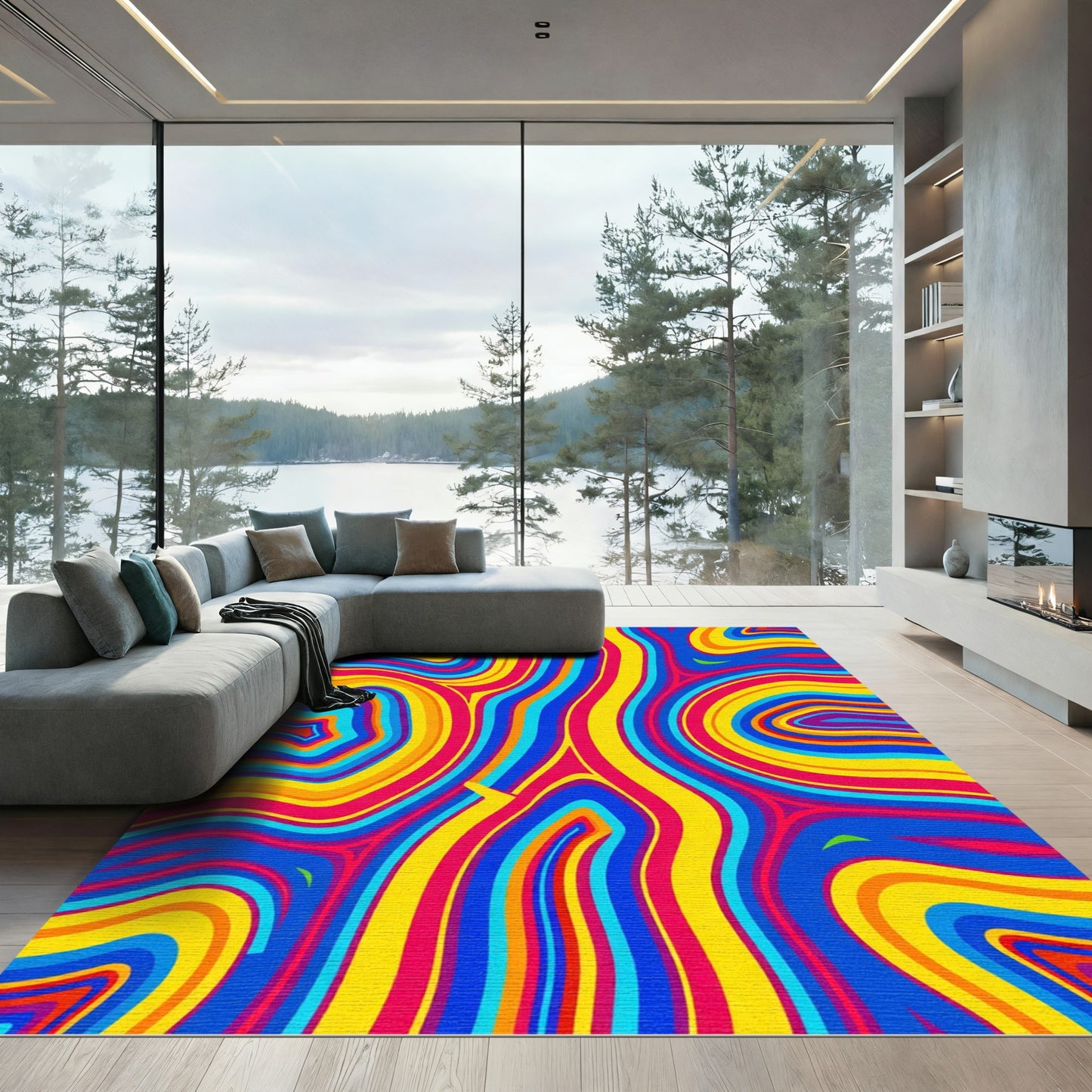 Vibrant Wavy Stripe Ambiance Rug