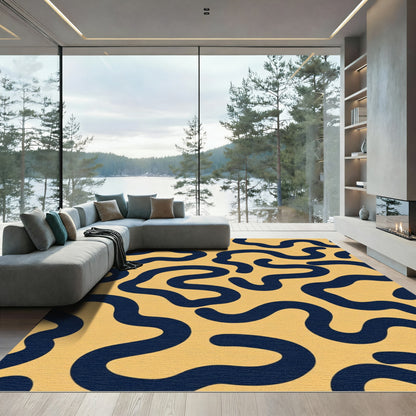 Indigo Wavy Abstract Terra Cotta Rug