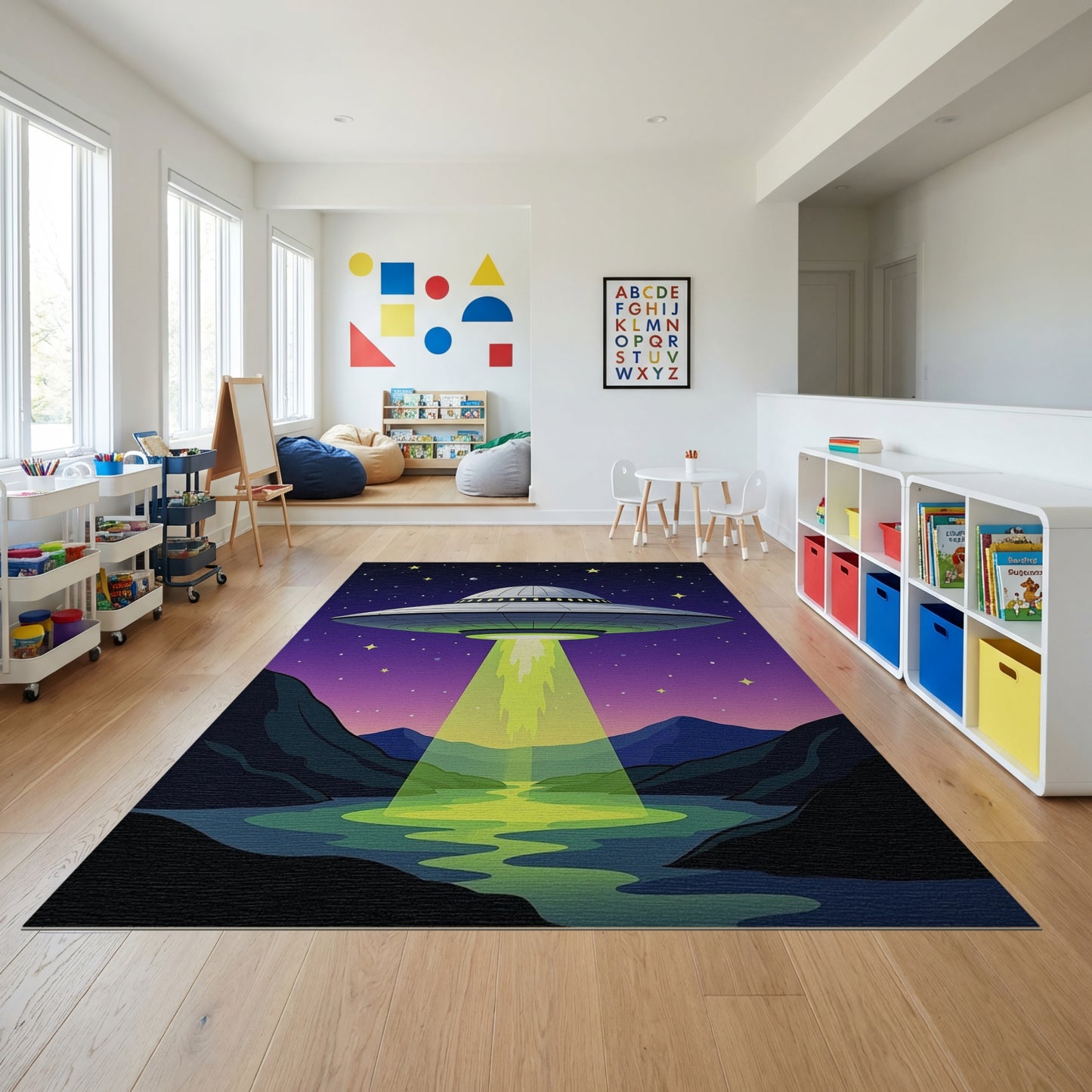 Starry UFO Glowing Beam Rug