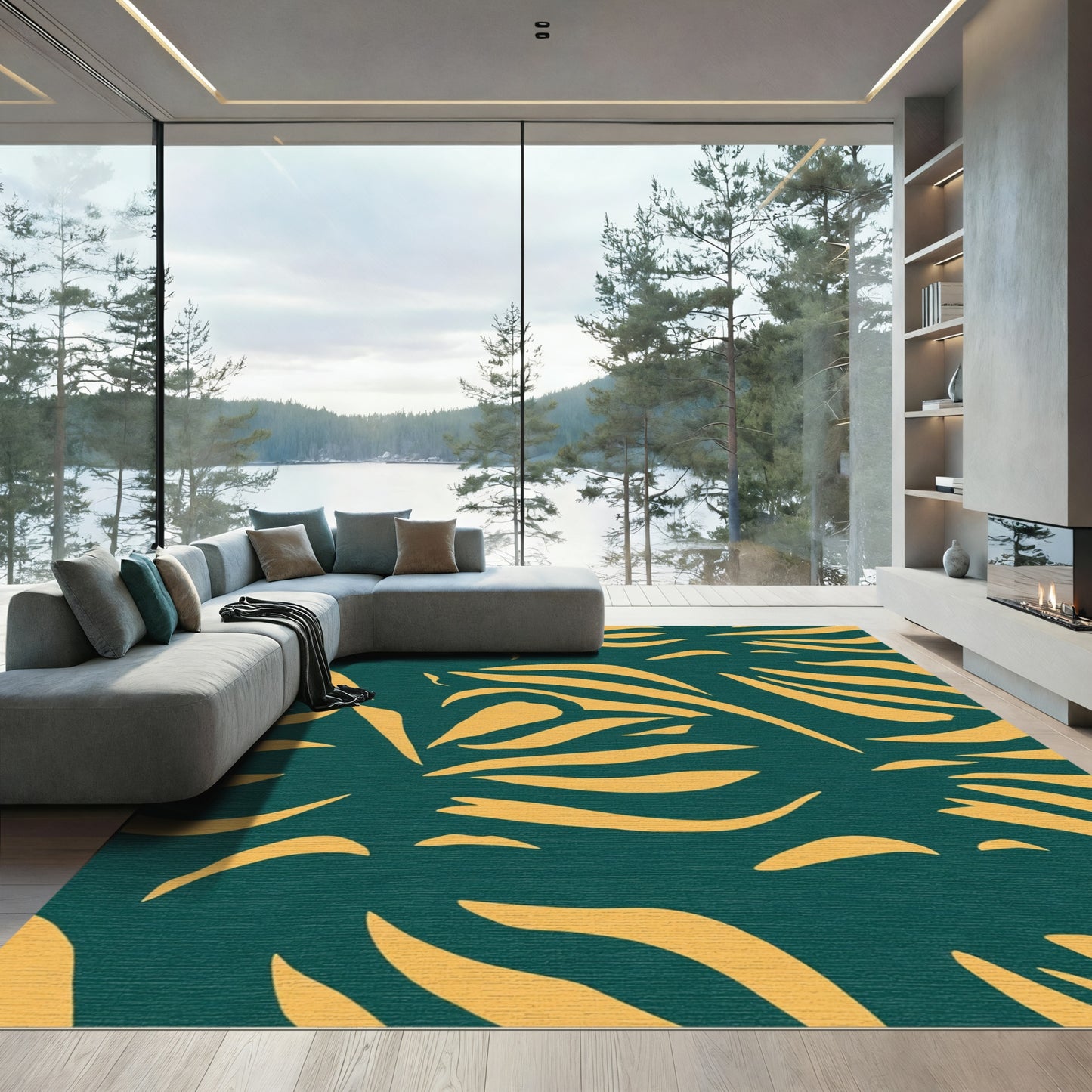 Emerald Golden Stripe Cascade Rug