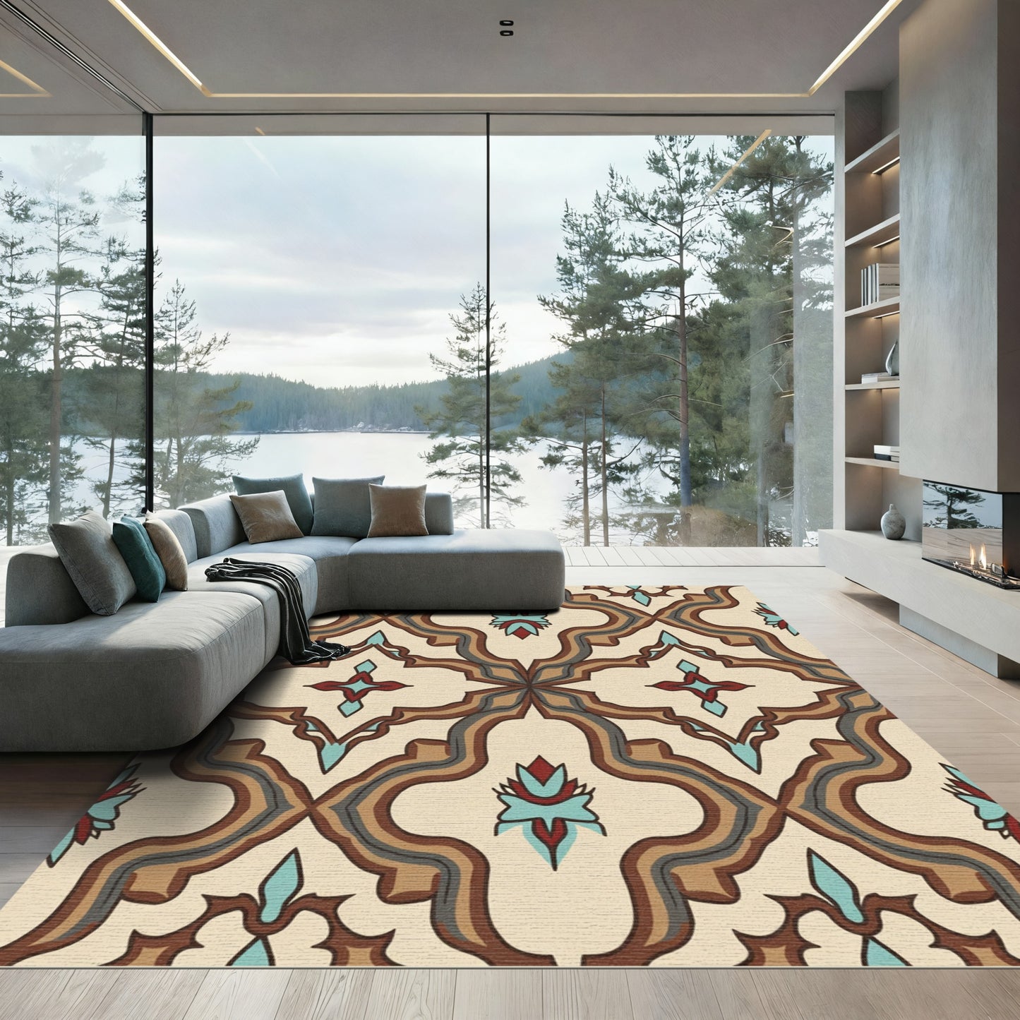 Earthy Tones Quatrefoil Medallion Rug