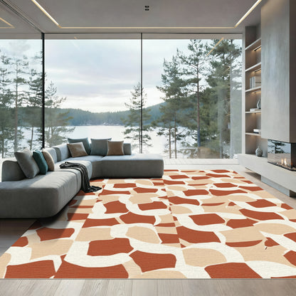Terracotta Abstract Organic Form Rug
