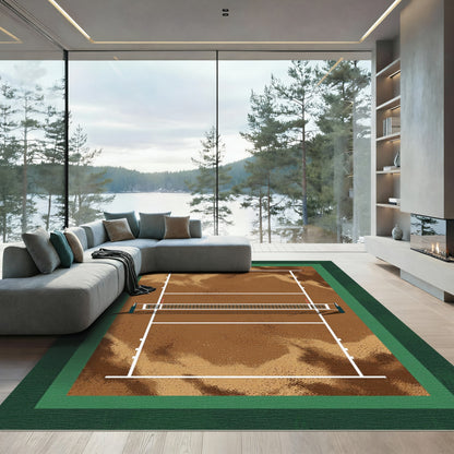 Abstract Clay Court Tennis Lines Rug