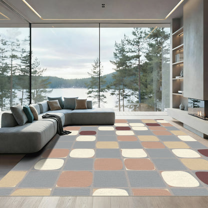 Soft Square Mosaic Earth Tones Rug