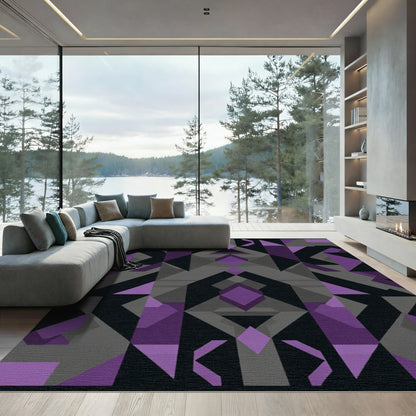 Abstract Geometric Diamond Purple Overlay Rug