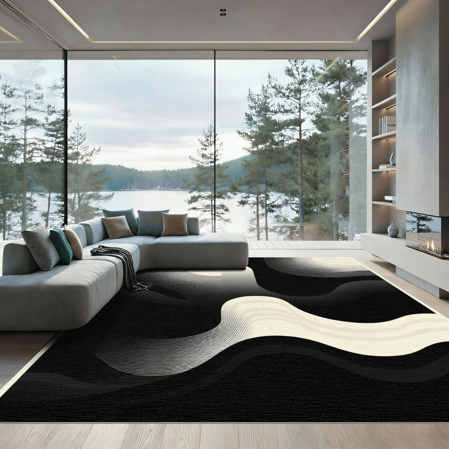 Monochromatic Abstract Flowing Wave Rug