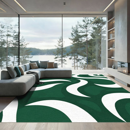 Emerald Green White Swirl Rug