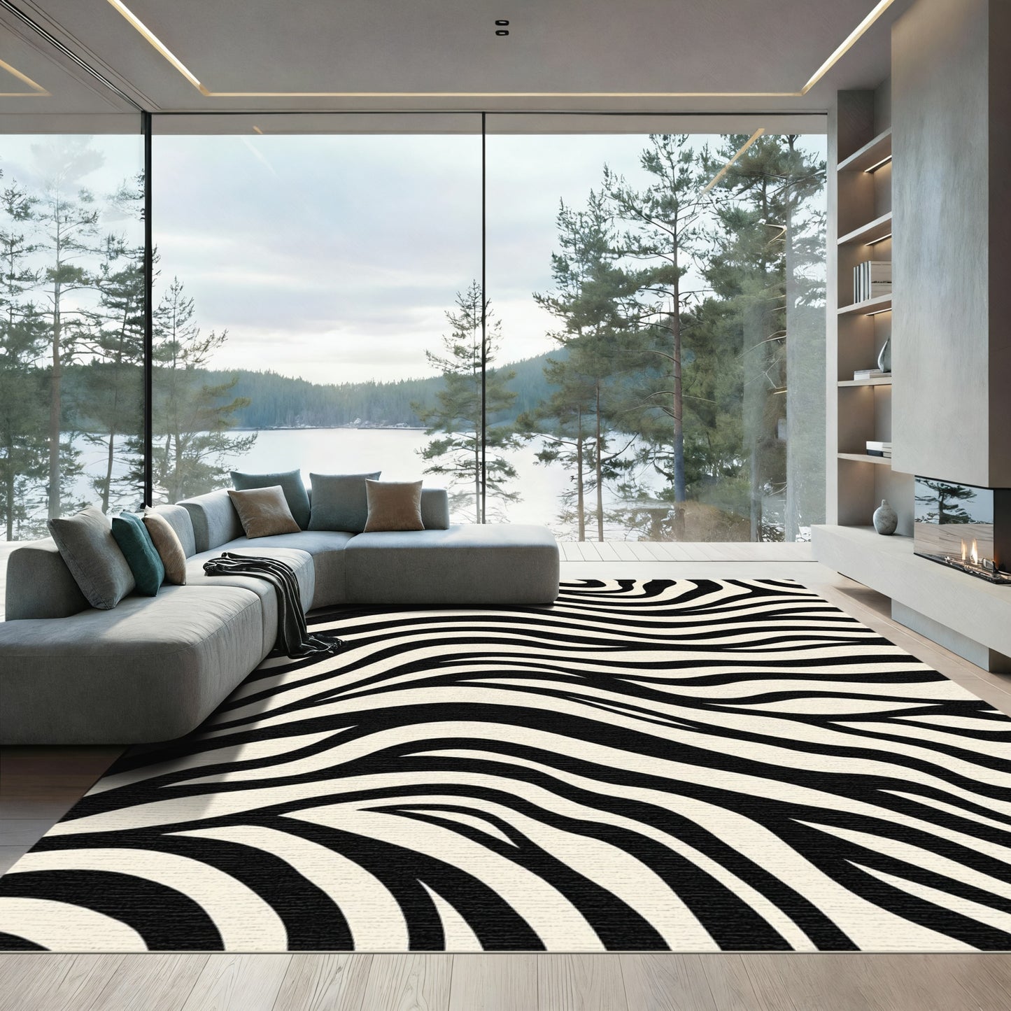 Bold Black Ivory Zebra Stripes Rug