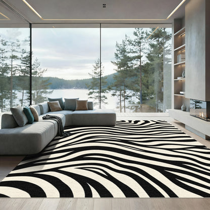 Bold Black Ivory Zebra Stripes Rug