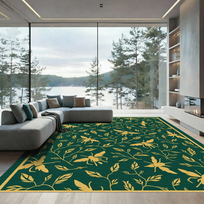 Golden Bee Emerald Garden Blanket Rug