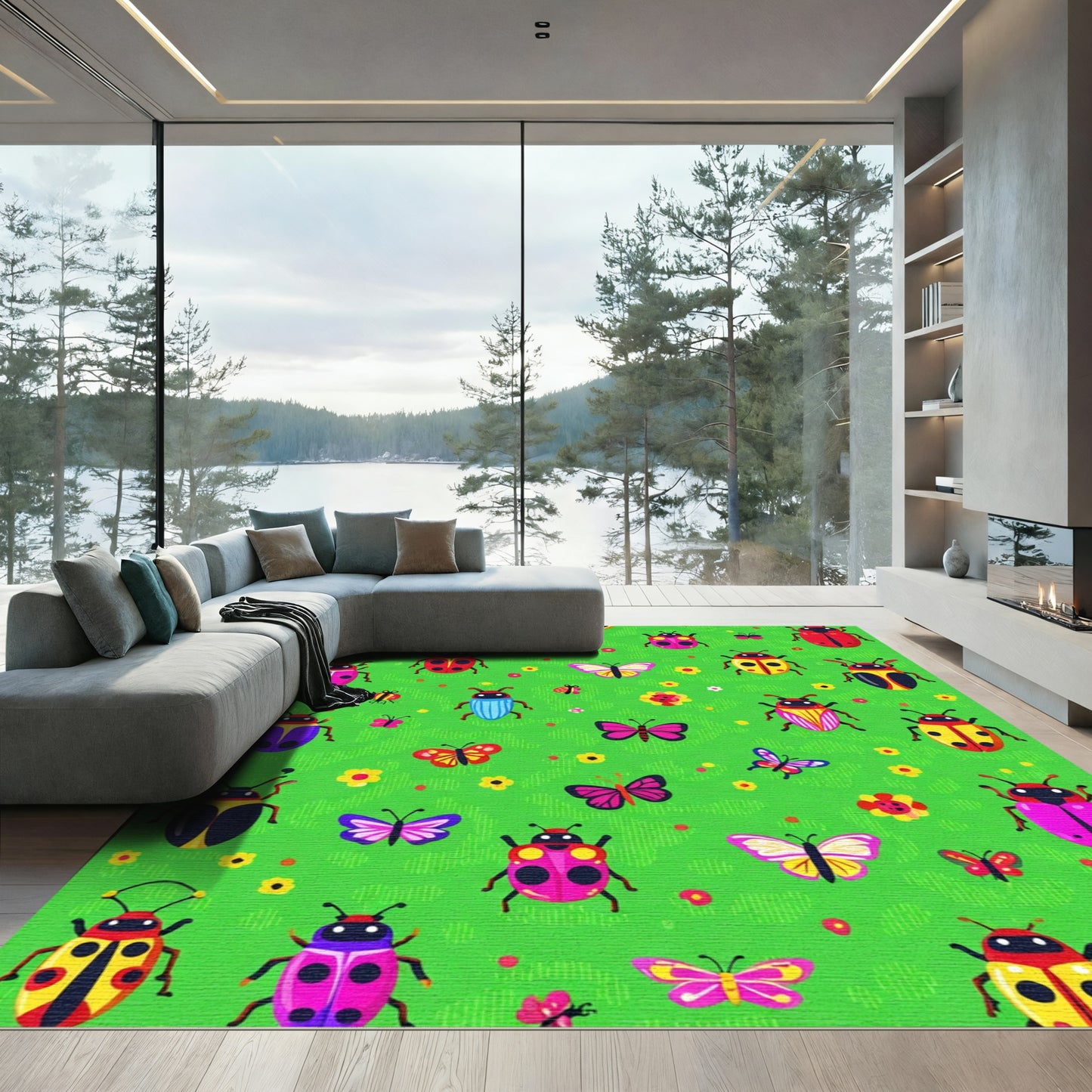Whimsical Bugs and Butterflies Garden Rug