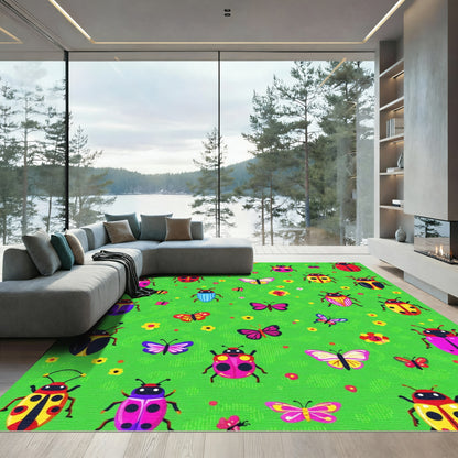 Whimsical Bugs and Butterflies Garden Rug