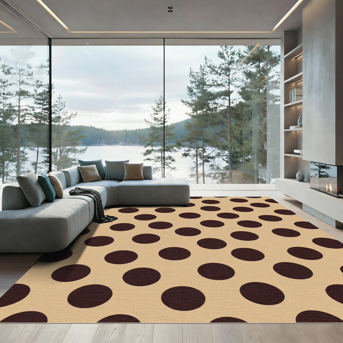 Subtle Brown Polka Dot Round Rug