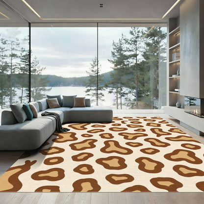 Cream Brown Animal Spots Rug
