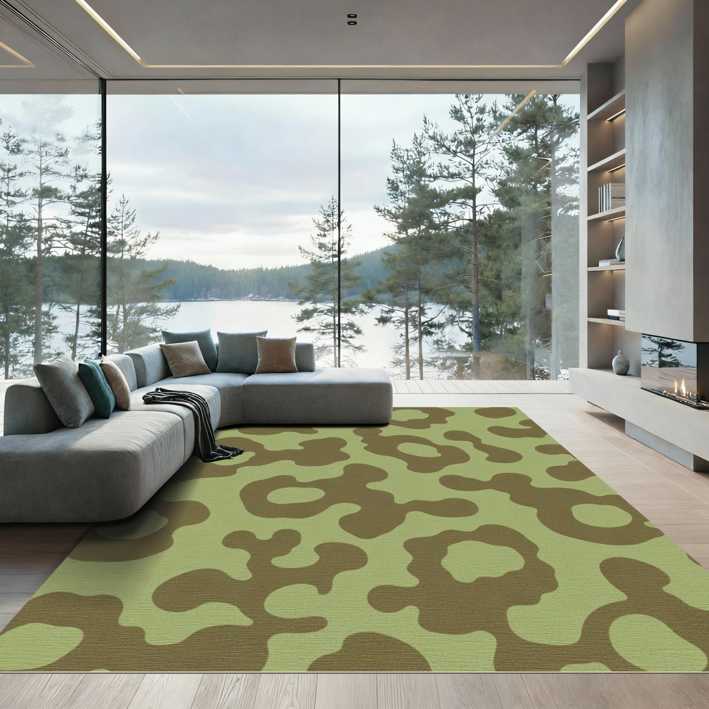 Earthy Green Organic Abstract Rug