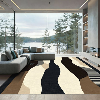 Abstract Organic Earthy Tone Waves Rug