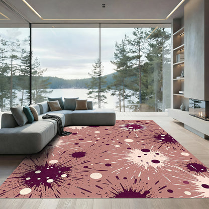 Crimson Splatter Exploding Starburst Rug
