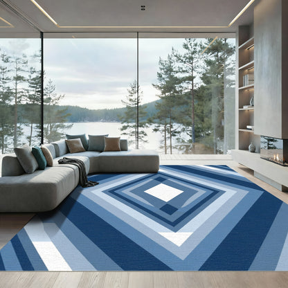 Deep Blue Diamond Layers Rug