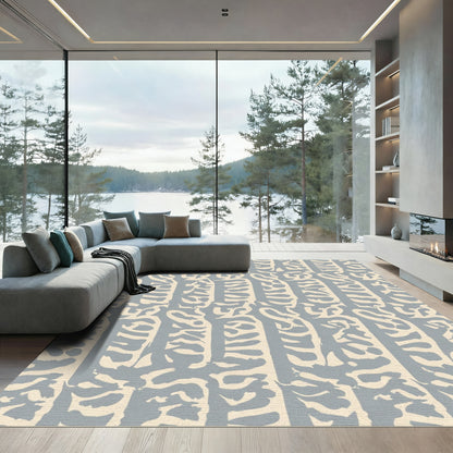 Textured Cream Gray Organic Stripe Rug
