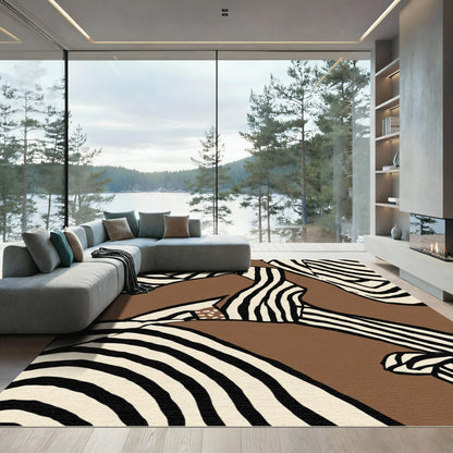 Brown Zebra Stripe Abstraction Rug