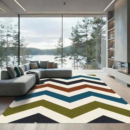 Bold Earthy Tones Chevron Zigzag Rug