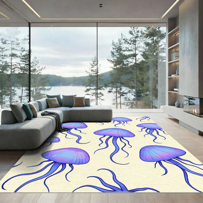 Blue Purple Jellyfish Swirl Repeating Pattern Rug