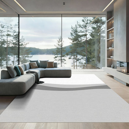 Grey Abstract Wave Ripple Rug