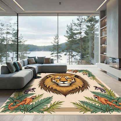 Golden Lion Monkey Jungle Scene Rug
