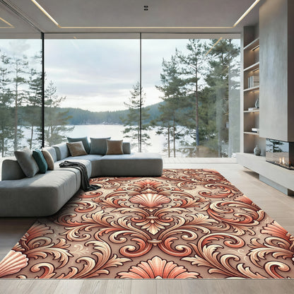 Coral Shell Baroque Swirl Rug
