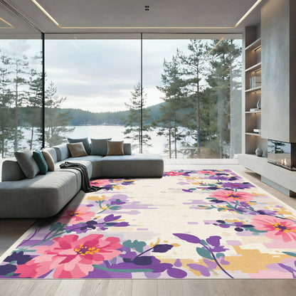 Pink Purple Floral Blossom Abstract Rug