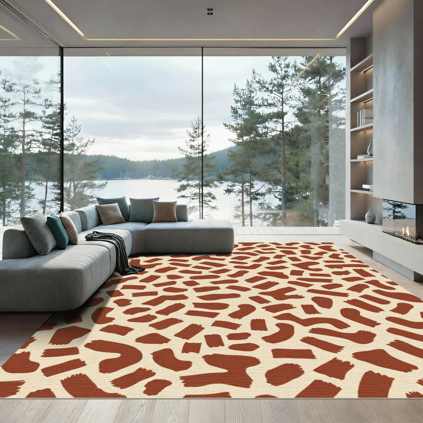 Earth Tone Organic Brushstrokes Rug